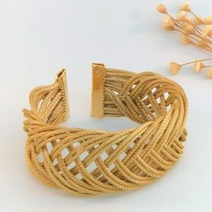 Handmade Adjustable Scaled Golden Straw Bracelet